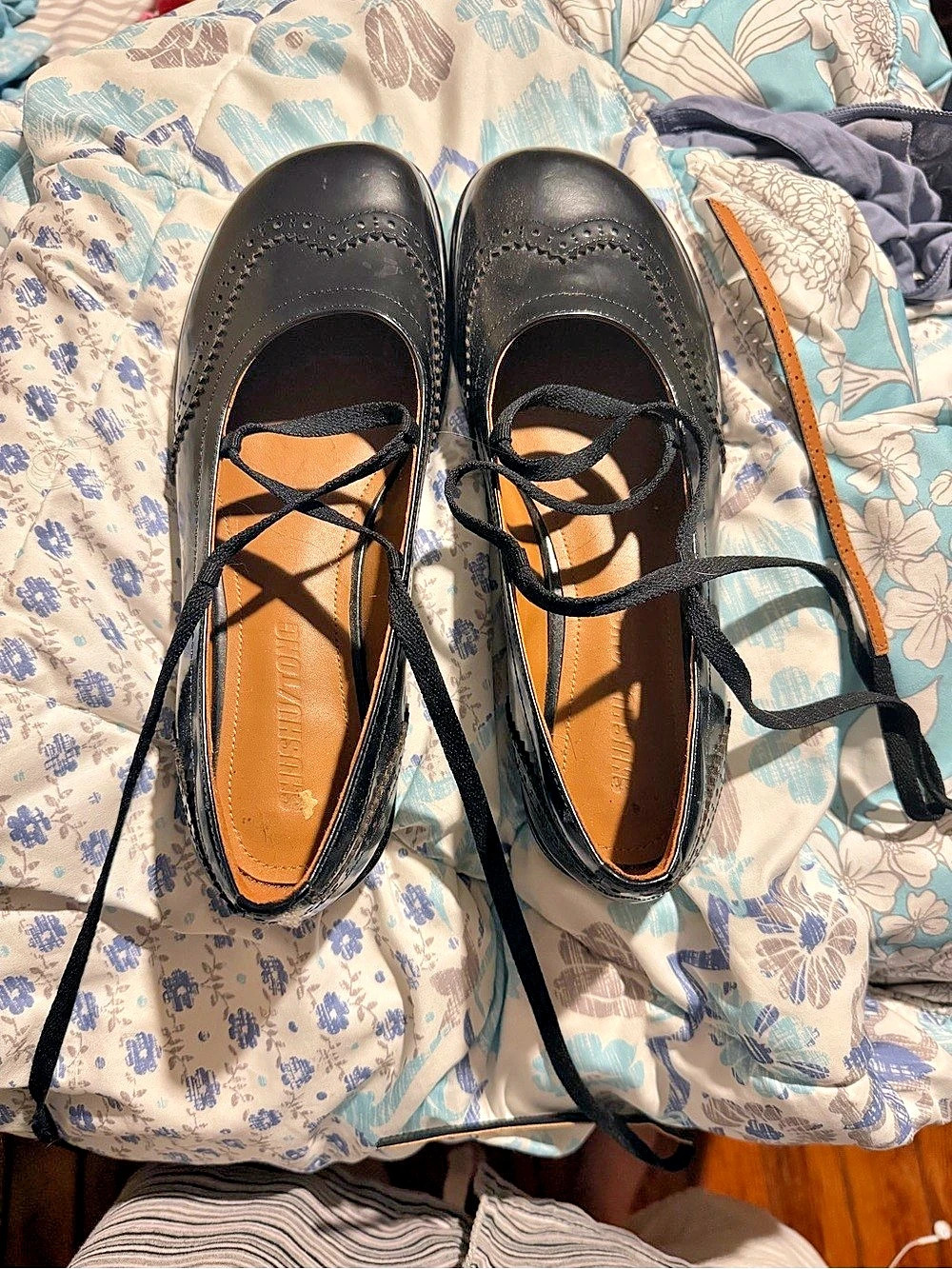 Shushu/Tong Lace-Up Flat Shoes Black Lace-Up Flats Like New